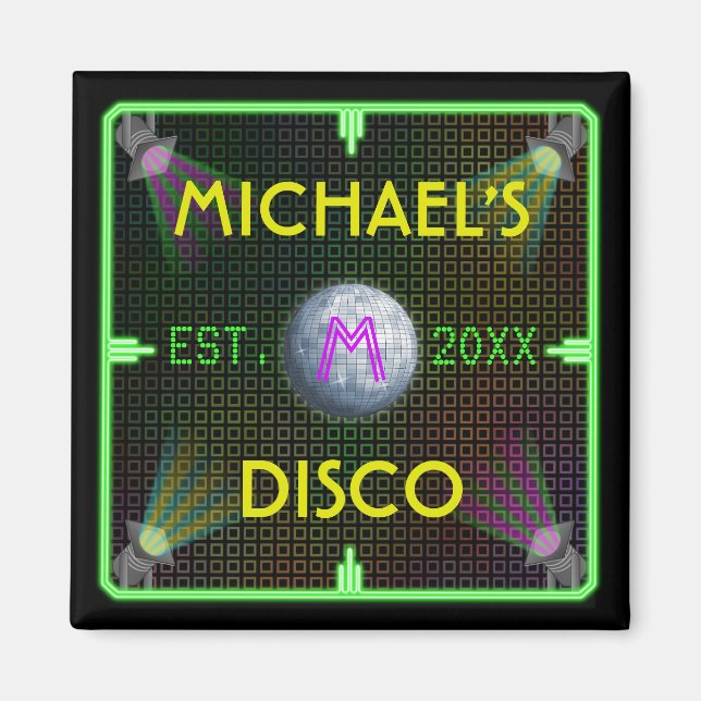 Customisable 1970's Disco Ball Magnet (Front)