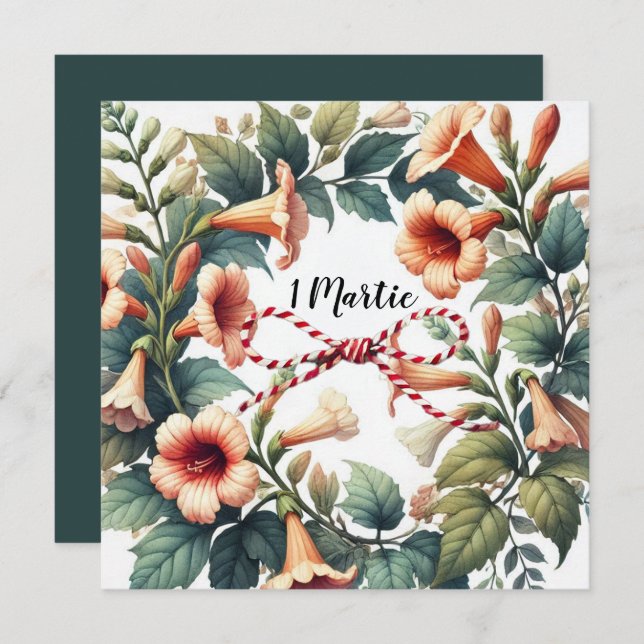 Customisable 1 Martie Card with Floral Wreath  (Front/Back)
