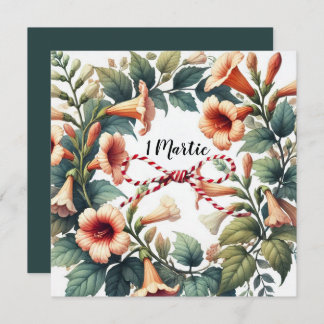 Customisable 1 Martie Card with Floral Wreath 