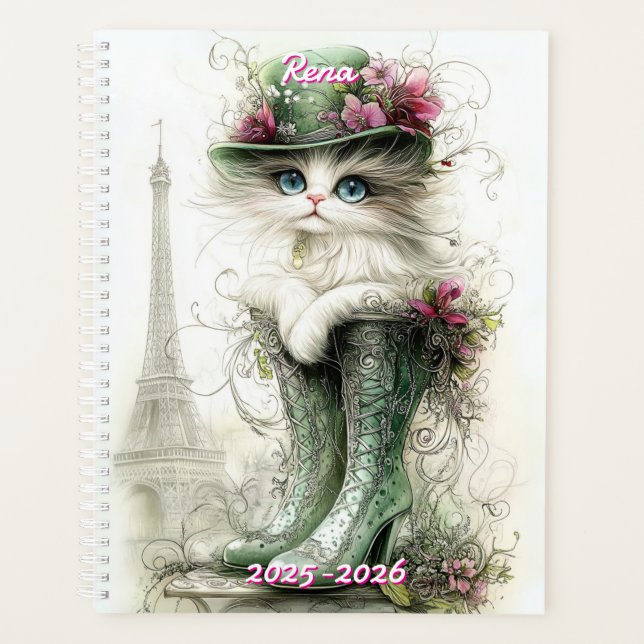 Customisable 20205-2026 Parisian Cat Planner (Front)