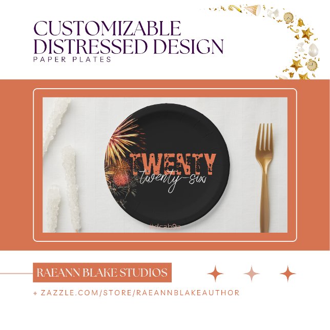 Customisable 2026 Distressed Design Paper Plates (Creator Uploaded)