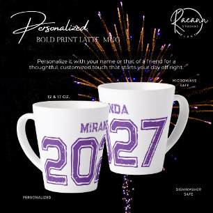 Customisable 2027 Bold Print Ceramic Latte Mug