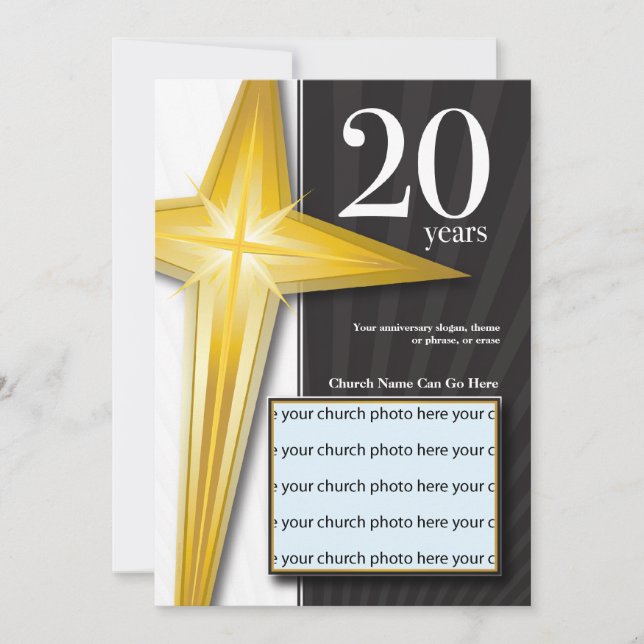 Customisable 20 Year Church Anniversary Invitation (Front)