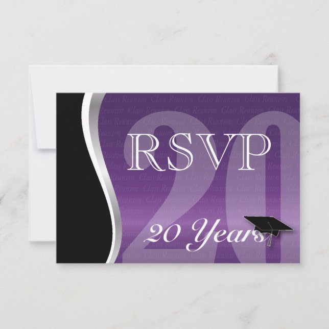 Customisable 20 Year Class Reunion RSVP Card (Front)