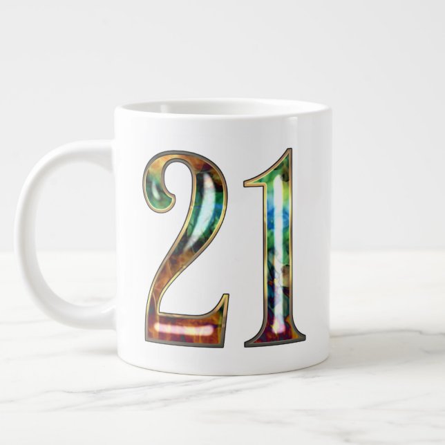 Customisable 21 & Holding  Large Coffee Mug (Left)