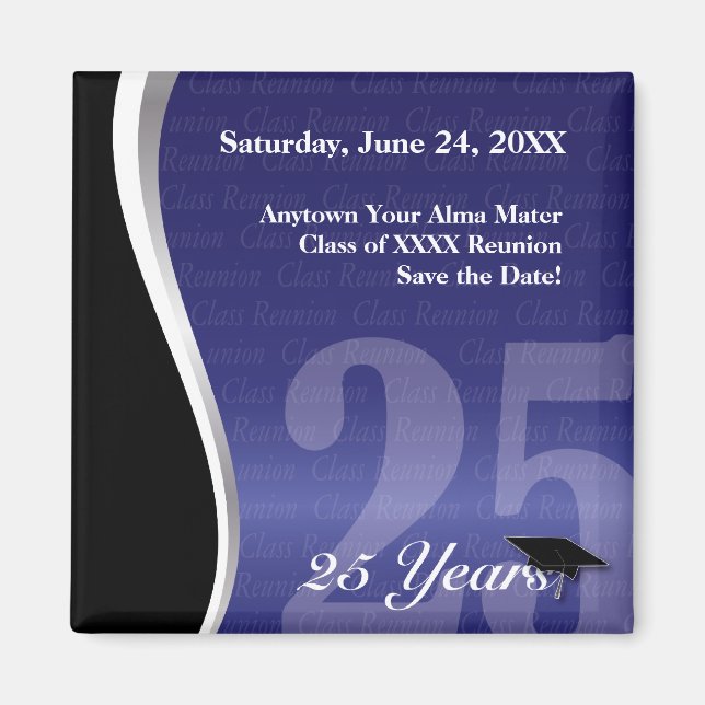 Customisable 25 Year Class Reunion Magnet (Front)
