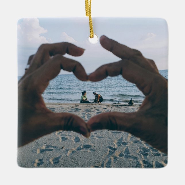 Customisable 2-sided Elegant Scrolls 2 Photo Ceram Ceramic Ornament (Front)