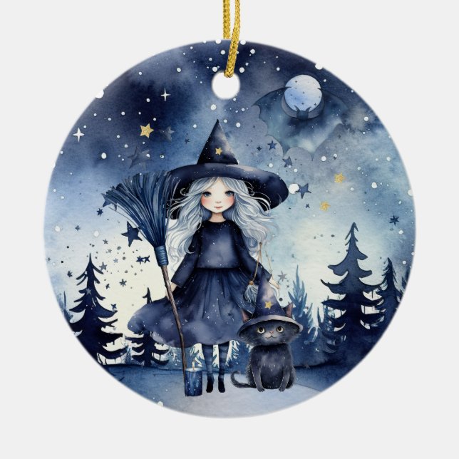 Customisable 2-Sided Watercolor Halloween Ornament (Front)