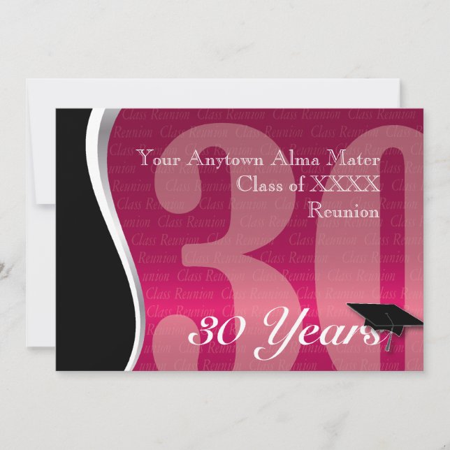 Customisable 30 Year Class Reunion Invitation (Front)