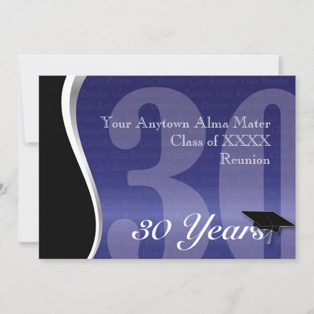 Customisable 30 Year Class Reunion Invitation (Front)