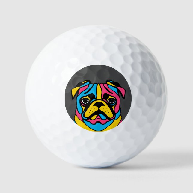 customisable 3 tone pug golf balls (Front)