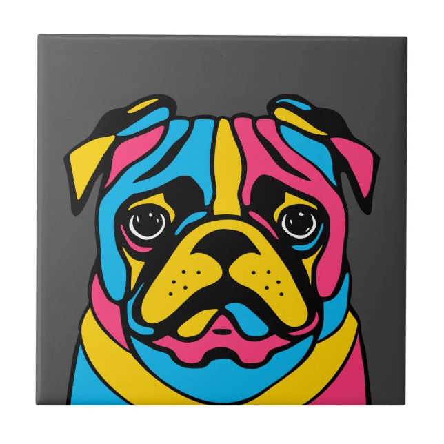 customisable 3 tone pug tile (Front)