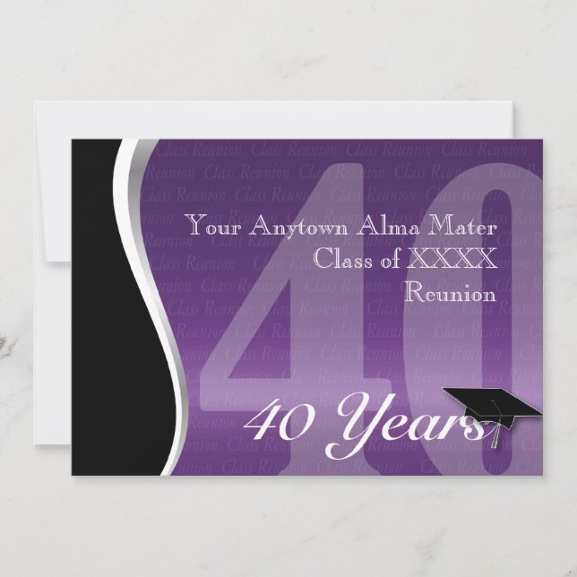 Customisable 40 Year Class Reunion Invitation (Front)