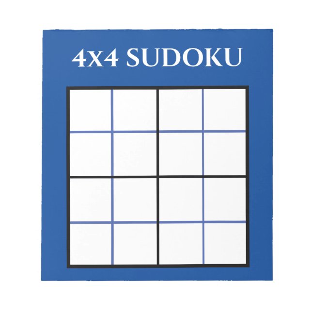 Customisable 4 by 4 Sudoku Template Blue Notepad (Front)