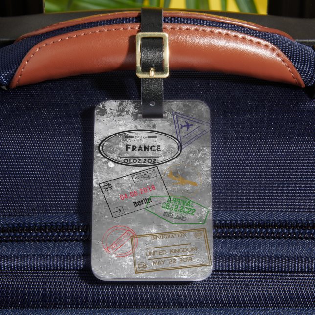 Customisable 4 Passport Stamps  Luggage Tag (Front Insitu 2)
