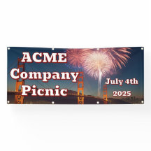 Customisable 4th of July outdoor banner w/grommets