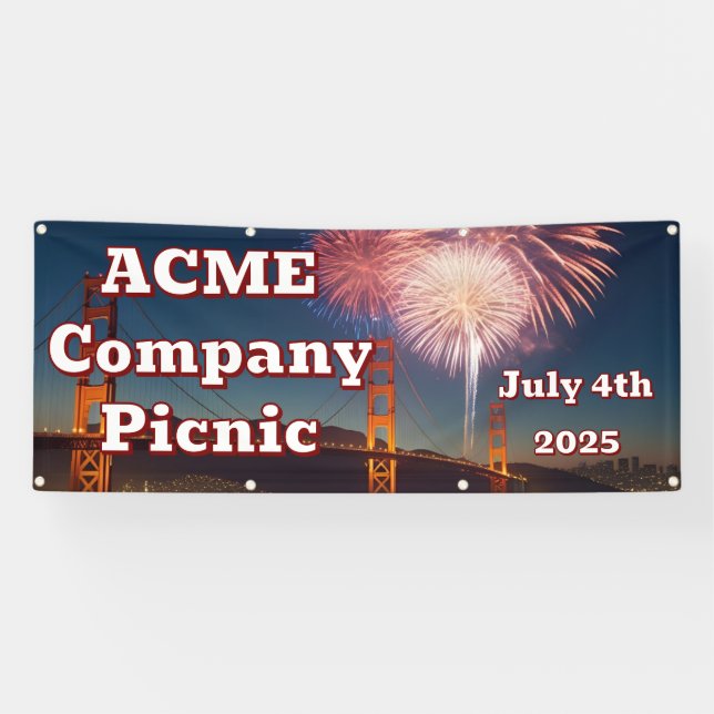 Customisable 4th of July outdoor banner w/grommets (Horizontal)