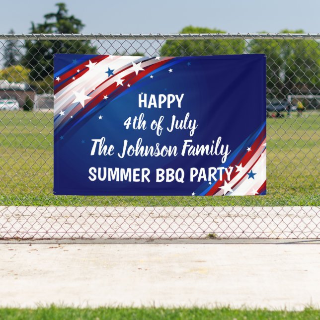 Customisable 4th of July Summer BBQ Party Banner (Insitu)
