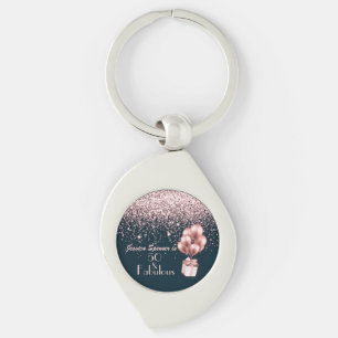 Customisable 50 & Fabulous Rose Gold B'day Favour Key Ring