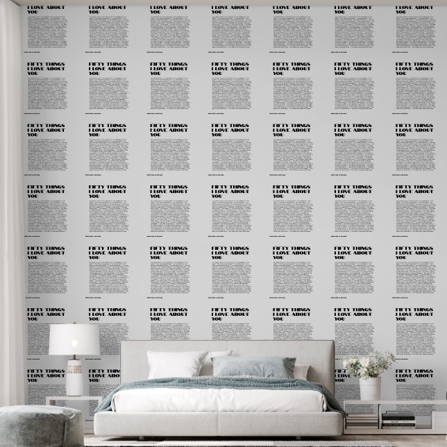 Customisable '50 Things I Like About You'  Wallpaper (Bedroom)