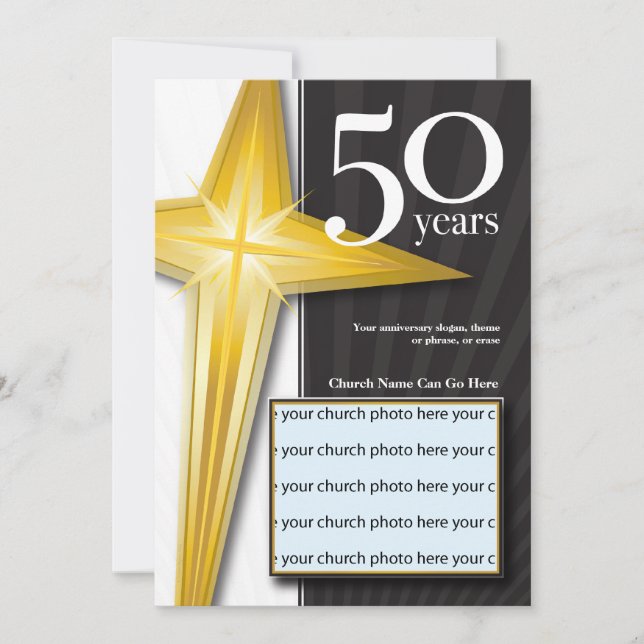 Customisable 50 Year Church Anniversary Invitation (Front)