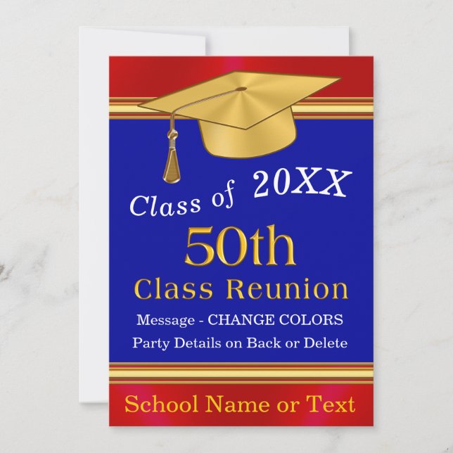 Customisable, 50 Year Class Reunion Invitations, Invitation (Front)
