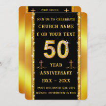 Customisable, 50th Church Anniversary, Invitations