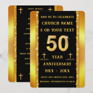 Customisable, 50th Church Anniversary, Invitations
