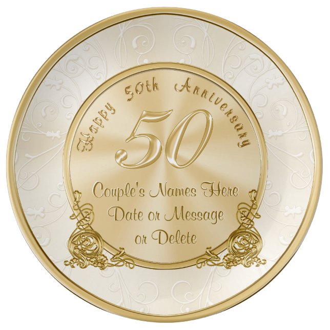 Customisable 50th Wedding Anniversary Gifts Plate (Front)