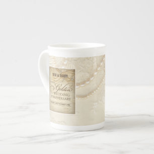 Customisable, 50th Wedding Anniversary Pearls Bone China Mug