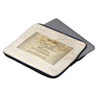Customisable, 50th Wedding Anniversary Pearls Laptop Sleeve