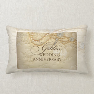 Customisable, 50th Wedding Anniversary Pearls Lumbar Cushion