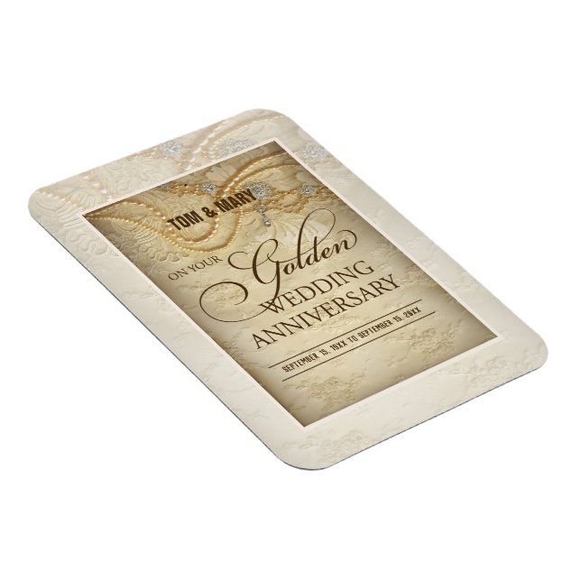 Customisable, 50th Wedding Anniversary Pearls Magnet (Right Side)