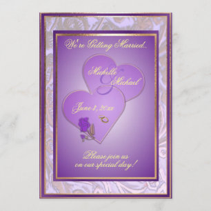 Customisable 5X7 Ornate Purple Wedding Invitation