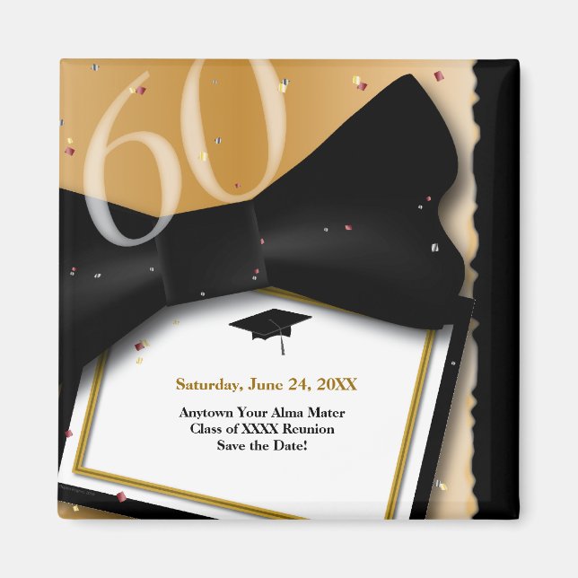 Customisable 60 Year Class Reunion Save the Date Magnet (Front)