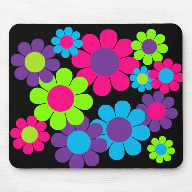 Customisable 60s Flower Power Mouse Mat (Front)