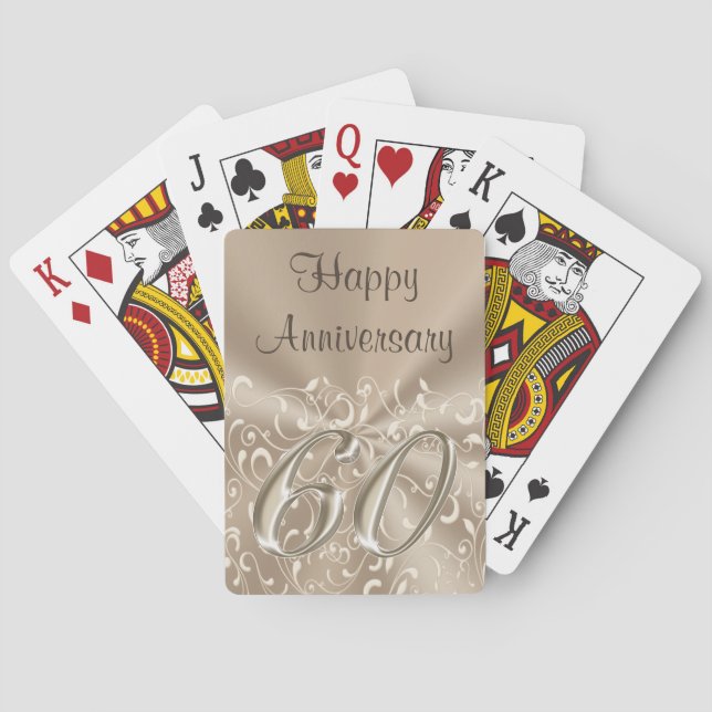Customisable 60th Anniversary Party Favours or Playing Cards (Back)