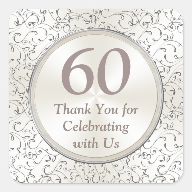 Customisable 60th Anniversary Stickers YEAR, TEXT (Front)
