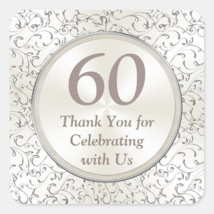 Customisable 60th Anniversary Stickers YEAR, TEXT
