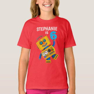 Customisable 6th Birthday Robot 6 Years T-Shirt