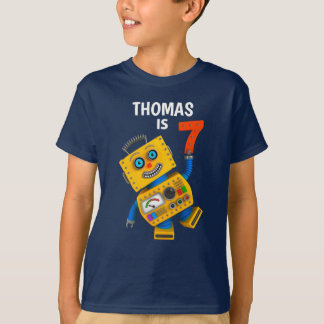 Customisable 7th Birthday Robot 7 Years T-Shirt