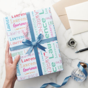 Customisable 8 Letter Name Colourful Gifts Wrapping Paper