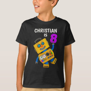 Customisable 8th Birthday Robot 8 Years T-Shirt
