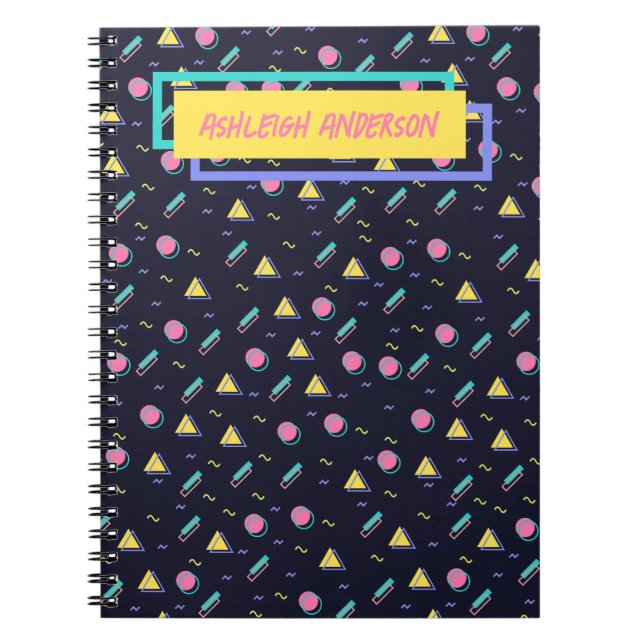 Customisable - 90s Retro Arcade Geometric Pattern Notebook (Front)