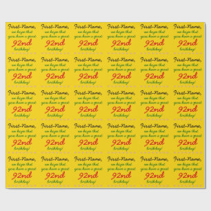 Customisable 92nd Birthday Wrapping Paper