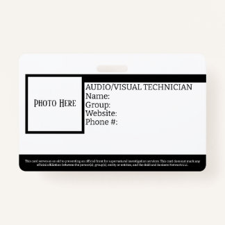 Customisable A/V Technician ID Badge