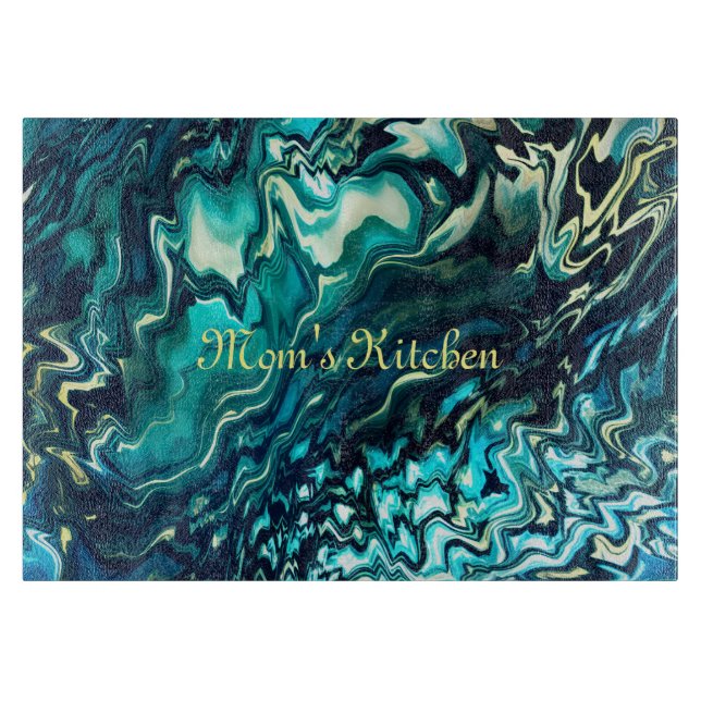 Customisable Abstract Aqua Turquoise Cutting Board (Front)