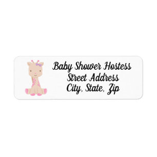 Customisable address label for baby girl shower