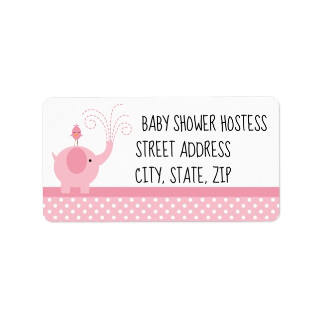 Customisable address label for baby girl shower (Front)