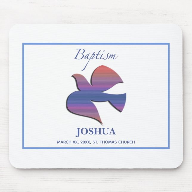 Customisable, Adult Baptism Dove Mouse Mat (Front)